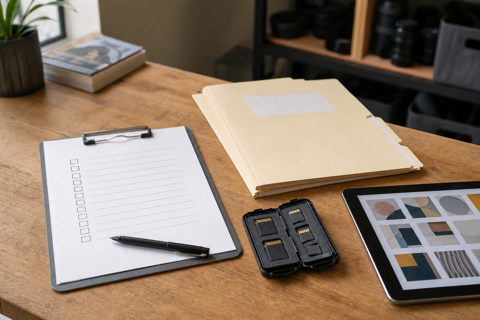 Organized project handoff records in a creative studio